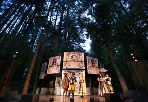 See Shakespeare under the redwoods at Santa Cruz Shakespeare!  THE LIAR (pictured here) plays in rep throughout the summer.  Go to santacruzshakespeare.org for tickets and more info.  Toby Onwumere (Cliton), Brian Smolin (Dorante), Mary Cavett (Clarice), Sierra Jolene (Lucrece), and Melinda Parrett (Isabelle/Sabine) in Santa Cruz Shakespeare¹s production of The Liar by David Ives. Photo by Shmuel Thaler.